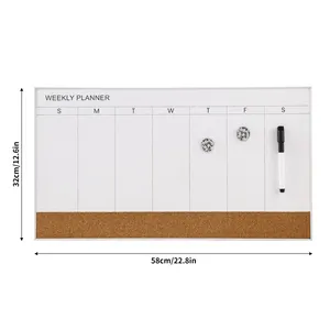 Magnetisch Whiteboard Wekelijkse Planner Kurk Prikbord 2 In 1 Combinatiebord Met Marker