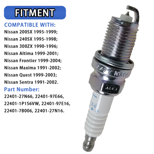 หัวเทียนอิริเดียมระบบจุดระเบิดสำหรับ <span class=keywords><strong>Nissan</strong></span> Maxima Sentra Infiniti PFR6G11 22401-1P116 22401-27N16 - Product Image 2