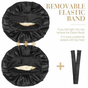 Gorro de seda de ala ancha de alta elasticidad para mujer, elegante, para ducha, cuidado facial y capilar, gorro de noche - Product Image 2