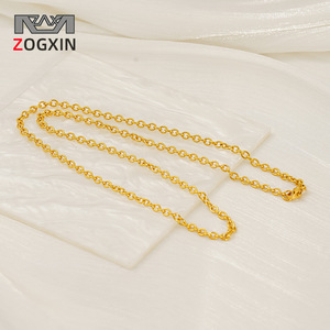 Zogxin Fashion Titanium Steel Chain Necklace Gold Color Daily Wear Unisex Accessory Geometric Design O-Chain Style - Product Image 1