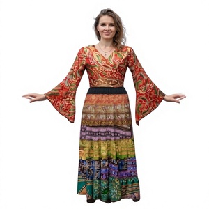 Nuevo Conjunto de Falda y Top Corto Estilo Boho Vintage, 100% Seda, con Estampado Floral, Ecológico, Transpirable, para Bodas y Fiestas - Product Image 1