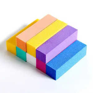 Private Label Foam Block Manicure Bestand 4 Side Tofu Vorm Roze Paarse Spons Nagelvijl Buffer