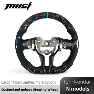 Volante de Fibra de Carbono Forjado con Diseño Personalizado en Azul y Agarre de Microfibra Negra para <span class=keywords><strong>Hyundai</strong></span> I30N I20N ElantraN N-<span class=keywords><strong>line</strong></span> - Product Image 2