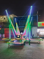 Parc de trampolines rectangulaires pour enfants en plein air avec lumières, lit de saut à trampoline rotatif à vendre