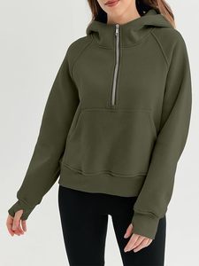 Sudaderas largas con capucha para mujer, con media cremallera, forro polar, tops, pullovers oversize, ropa de moda de invierno 2026 - Product Image 5