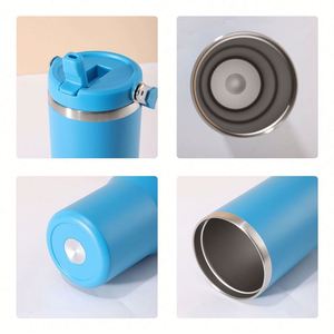 Bouteille d'eau isotherme personnalisée avec logo, 20 oz et 30 oz, en acier inoxydable à double paroi, anti-fuite, avec paille rabattable et poignée - Product Image 6