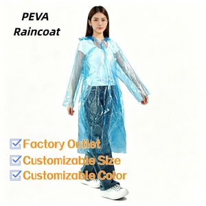 <span class=keywords><strong>Poncho</strong></span> de pluie transparent à capuche longue, en PEVA, pour adulte, jetable, idéal pour les voyages en extérieur, directement de l'usine - Product Image 1