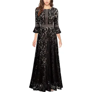 Blazer Vintage en dentelle, manches cloche contrastantes, eid ropa de mujer 2023, grande taille, robe pour femmes, style turc