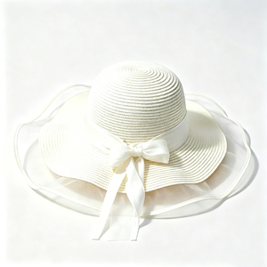 หมวกสานปีกกว้างสำหรับฤดูร้อนแบบ unisex ขายส่ง พร้อมโบว์ระบายผ้าตาข่าย ป้องกันรังสียูวี UPF 50+ เหมาะสำหรับใส่ไปเที่ยวทะเลหรือวันหยุด - Product Image 6