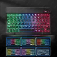 Clavier sans fil Bluetooth pour iPad 9, tablette mobile, ordinateur portable, 10 pouces, rétroéclairage coloré 3 couleurs, mini clavier