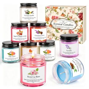 Ensemble cadeau <span class=keywords><strong>de</strong></span> bougies parfumées classiques à la cire <span class=keywords><strong>de</strong></span> soja naturelle, parfum <span class=keywords><strong>de</strong></span> fleurs, colorées, sans fumée, parfumées, aromathérapie - Product Image 1