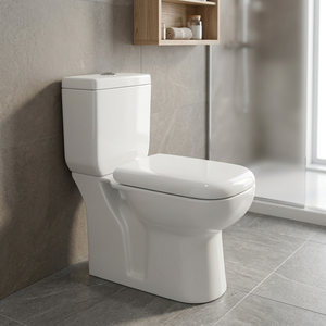 Inodoro de Cerámica de Dos Piezas, Completamente Esmaltado, con Sifón en P, Montado en el Suelo, Sanitario para Baño - Product Image 3