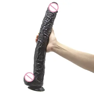 Dildo preto masturbador feminino, massageador realista longo para sexo