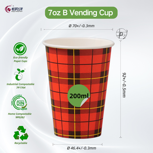 Tazza di carta Standard europea da 6 once, 6.5oz,7oz,7.5oz per <span class=keywords><strong>distributori</strong></span> <span class=keywords><strong>automatici</strong></span> di caffè Necta, Dallmayr, <span class=keywords><strong>Lavazza</strong></span>, Select, Azkoyen - Product Image 4