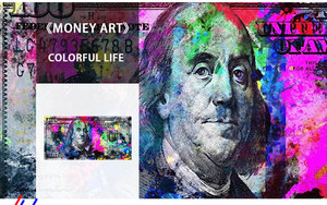 Hiện đại vàng trăm đô la tiền vải tường nghệ thuật đầy màu sắc trừu tượng Áp phích Quadro Art Deco đường phố trang trí nội thất vải hình ảnh - Product Image 2