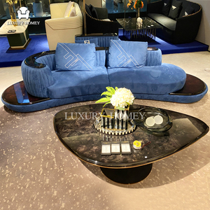 Ensemble de canapés de luxe pour hôtel, villa, club, canapé en tissu velours, sectionnels, demi-rond, bleu, meubles de maison, salon, canapé en cuir moderne - Product Image 2