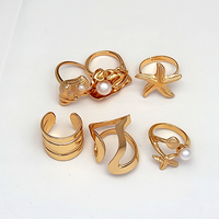 Ensemble de bagues empilables ouvertes en alliage plaqué or, style plage étoile de mer et coquillage, bagues de mariage irrégulières pour couple, bijoux fins et massifs