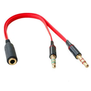 3.5Mm Y Splitter 2 Jack Man-vrouw Hoofdtelefoon Mic Stereo Audio Adapter Kabel 3 Kleur