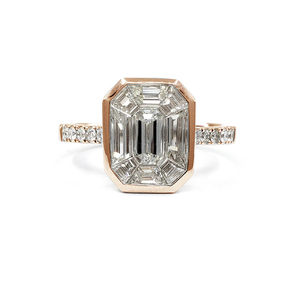 Sur mesure nouveau Style meilleure qualité platine 950 or rose diamant naturel octogone mince cluster anneaux pour femme - Product Image 1