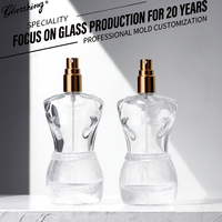 Flacons de parfum en verre personnalisés en forme de corps, 50-400 ml, avec logo personnalisé, bouchon pulvérisateur doré, fabriqués en Chine, sérigraphie