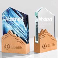 Trophée en cristal personnalisé avec base en bois, récompenses d'entreprise, réunion annuelle, cadeau d'affaires, récompense de reconnaissance des employés