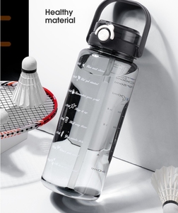 Tái Sử Dụng 50Oz 64Oz Chai Nước Bằng Nhựa 2 in1 Rơm Ống Nắp BPA Miễn Phí Lớn Du Lịch Phòng Tập Thể Dục Uống Nước Jug Leakproof Thời Gian Đánh Dấu - Product Image 5