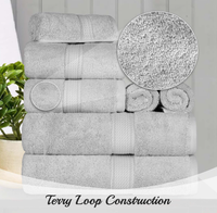 Ensemble de serviettes pour la maison, 4 serviettes de toilette 50x90cm, 2 serviettes de bain 70x140cm, gris clair, coton égyptien 400-600 GSM, couleurs personnalisées
