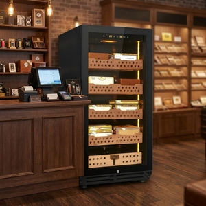 Humidor de lujo NE-146-12 de madera de cedro español con control de humedad constante, de una sola puerta, para uso doméstico. - Product Image 5