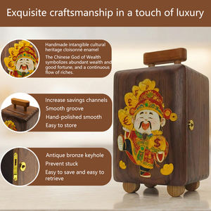 カスタムメイド高級木製収納ボックス七宝焼きエナメルウォールナットマネーボックス多目的新年装飾小物入れケース - Product Image 5