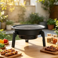Barbecue rond miniature en acier inoxydable de bonne qualité, barbecue au charbon de bois, foyer extérieur, barbecue de table