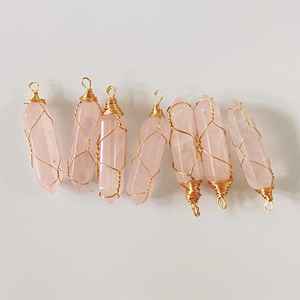 Hot Selling Hexagonal Pointed Wire Wrapped Gemstone Quartz Pendant with Tree Life Wire Wrapped Pendant - Product Image 1