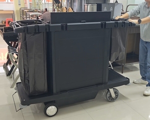 Chariot <span class=keywords><strong>de</strong></span> ménage mobile électrique, chariot <span class=keywords><strong>de</strong></span> nettoyage, chariot <span class=keywords><strong>de</strong></span> service sans portes pour le service en chambre d'hôtel - Product Image 3
