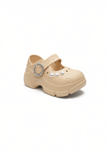 Zoccoli con perle stile Mary Jane, scarpe estive per donne e ragazze, taglia 27, tomaia in plastica morbida e leggera, intersuola in EVA - Product Image 1