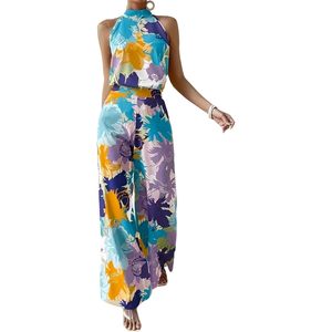 ชุดเซ็ต 2 ชิ้นสำหรับผู้หญิง รุ่นคัสตอม 2026 เสื้อแขนกุดแบบผูกคอ กางเกงขายาวเอวสูงทรงตรง ผ้าชีฟอง สวมใส่สบายๆ สำหรับฤดูใบไม้ผลิและฤดูร้อน ระบายอากาศได้ดี - Product Image 4