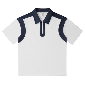 Doveark Custom 240G S-3XL Retro Duidelijk Zwaar 65% Katoen 35% Polyester Contrast Kleur Rits Eenvoudig Unisex Heren Poloshirt - Product Image 4