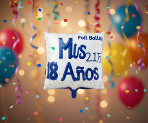 Foil <b>Balloon</b> Mis 18 Anos Square Birthday Party <b>Decor</b> For Teenagers Metallic 4 Color Print - Product Image 2