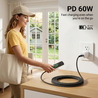 Câble USB-C vers USB-C tressé en nylon avec indicateur LED PD 60W, cordon de charge rapide 3A pour iPhone 17 16 Pro Max Samsung S26 MacBook