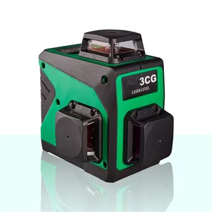 Laser Level Rechargeable 3 Cone Green Beam Nivel Laser Self Leveling Three Plane Cross Line Lasers 12ライン3 × 360 Two LiBattery