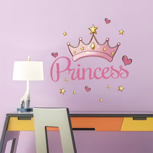Nuevo diseño <span class=keywords><strong>de</strong></span> adhesivo <span class=keywords><strong>de</strong></span> <span class=keywords><strong>pared</strong></span> con corona <span class=keywords><strong>de</strong></span> princesa rosa y estrella <span class=keywords><strong>de</strong></span> amor, vinilo decorativo <span class=keywords><strong>para</strong></span> <span class=keywords><strong>pared</strong></span> <span class=keywords><strong>de</strong></span> dormitorio <span class=keywords><strong>de</strong></span> niña - Product Image 2