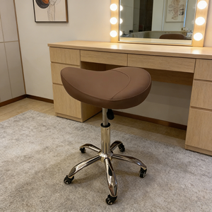 Salon Saddle <b>Stool</b> with Hydraulic Adjustment Rolling Chair Stainless Steel Base 360 Degree Rotation for Hair Stylist - Product Image 3