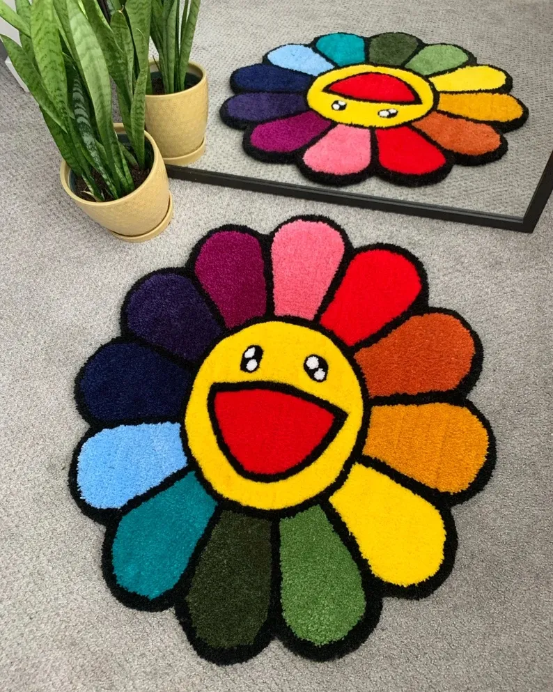 Factory Handmade Tufted Home Decor Custom Flower Shape Rug