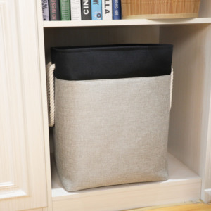 Cesta organizadora de almacenamiento de juguetes para niños de lino y algodón plegable de alta calidad, estantes, cestas de tela PE plegables para uso en lavandería - Product Image 2