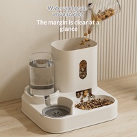 Fontaine à eau pour chat en plastique et distributeur manuel d'aliments combinés, distributeur d'eau circulante, ensemble complet au design simple