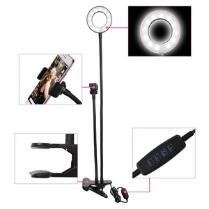 3-Light 10-Level Brightness LED Selfie Ring fill Light avec support de téléphone portable pour <span class=keywords><strong>iPhone</strong></span> Live Stream Smartphone Lazy Bracket - Product Image 6