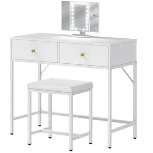 Tocador de maquillaje con espejo y luces LED, conjunto de mesa de maquillaje con luces de bombilla led, para escritorio