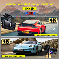 Kamera Mobil DVR HD 4K+4K Lensa Ganda, Black Box Mobil DASHCAM Depan dan Belakang Kamera Ganda 4k WIFI GPS hd DUAL 4K DASH CAM