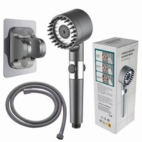 Ensemble de Douche 4-en-1 en Plastique ABS Haute Pression, Finition Chrome Poli, Accessoires de Salle de Bain en Céramique, Modes Jet Doux et Pluie Filtrée