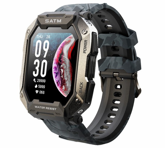 New C20 Smartwatch Men's 5ATM Waterproof Outdoor Sports Fitness Tracker Health Monitoring Answer Calls Alarm Clock for