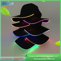 Gorra de Béisbol de 6 Paneles con Luces LED para Hombre, 100% Algodón, Protección Solar para Exteriores, Diseño Fluorescente Luminoso de Fábrica