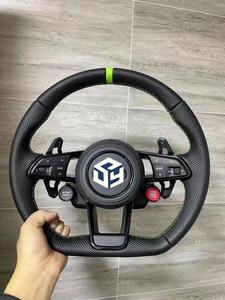 Volant de voiture personnalisé pour <span class=keywords><strong>Audi</strong></span> R8 TT TTS T <span class=keywords><strong>RS</strong></span> A6 A7 A3 A4 A5 Sport à fond plat volant en fibre de carbone Paddle Shift - Product Image 2